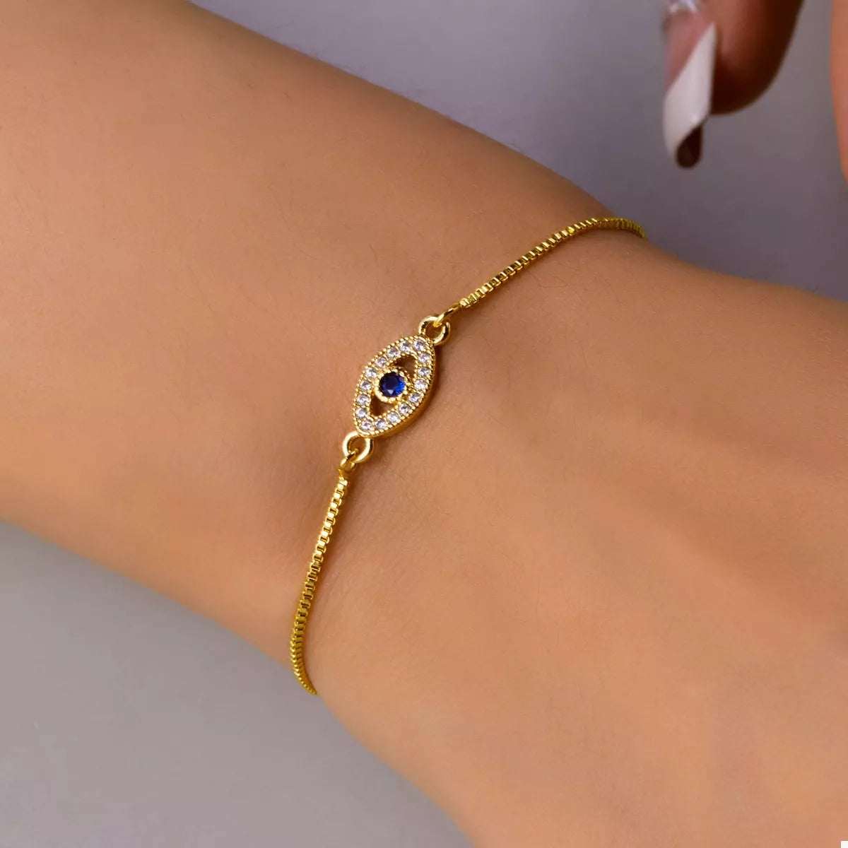 18K Gold-Plated Evil Eye Adjustable Bracelet Secondary image