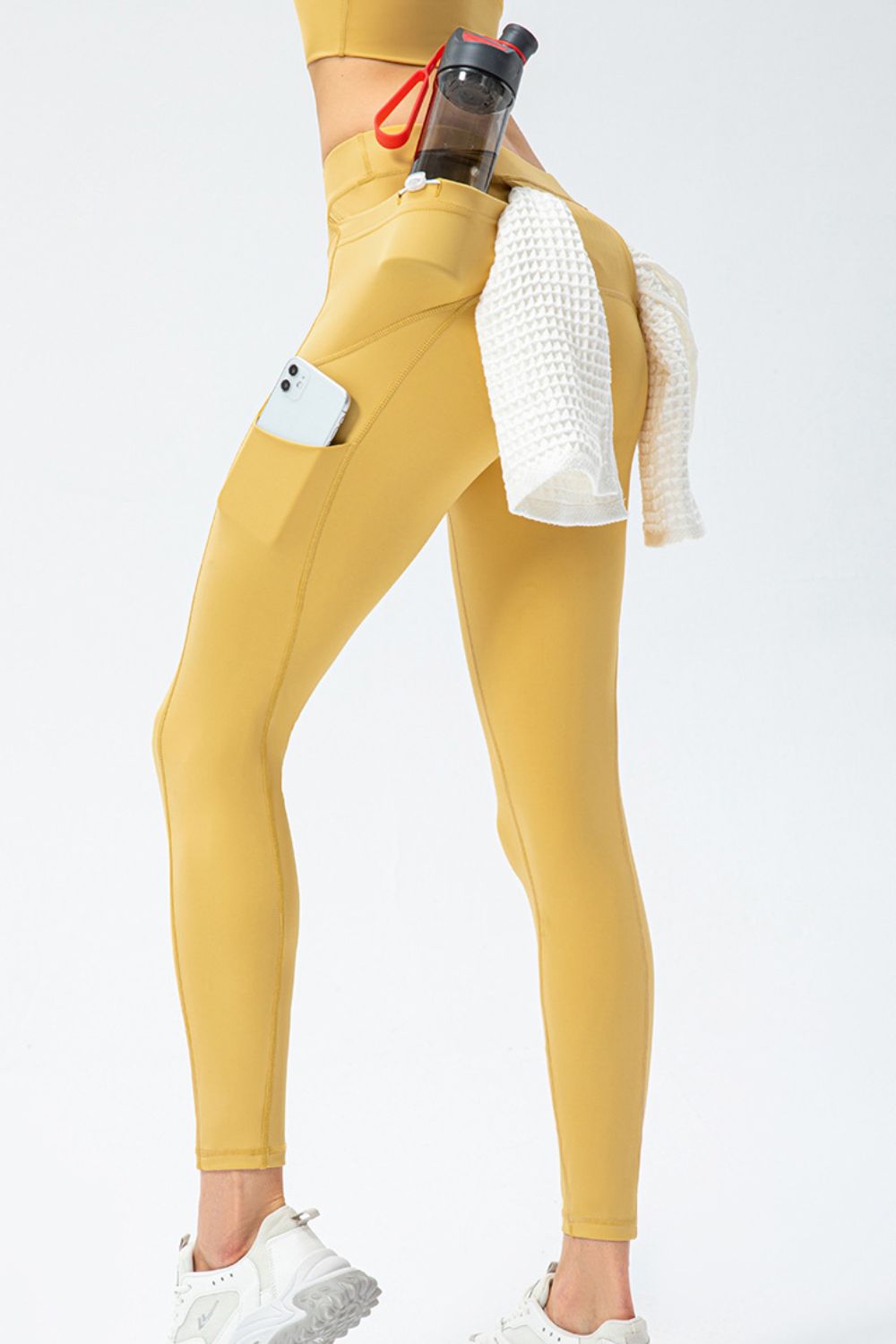 Full Size Slim Fit High Waist Long Sports Pants with Pockets - felvior