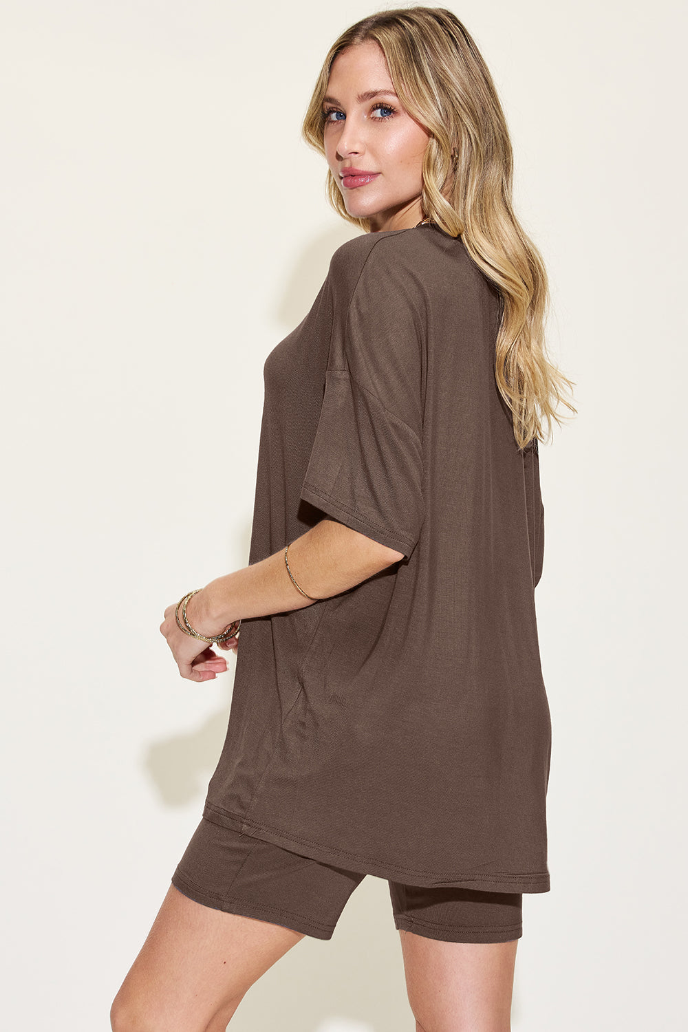 Basic Bae Full Size V-Neck Drop Shoulder T-Shirt and Shorts Set - felvior