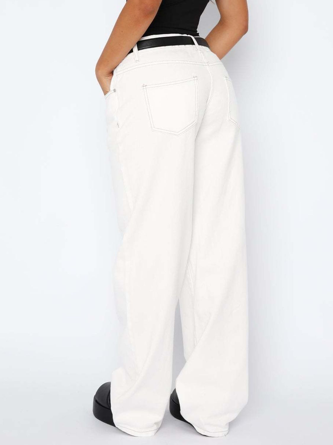 Wide Leg Jeans with Pockets - felvior