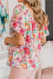 Floral Square Neck Ruffle Sleeve Blouse - felvior