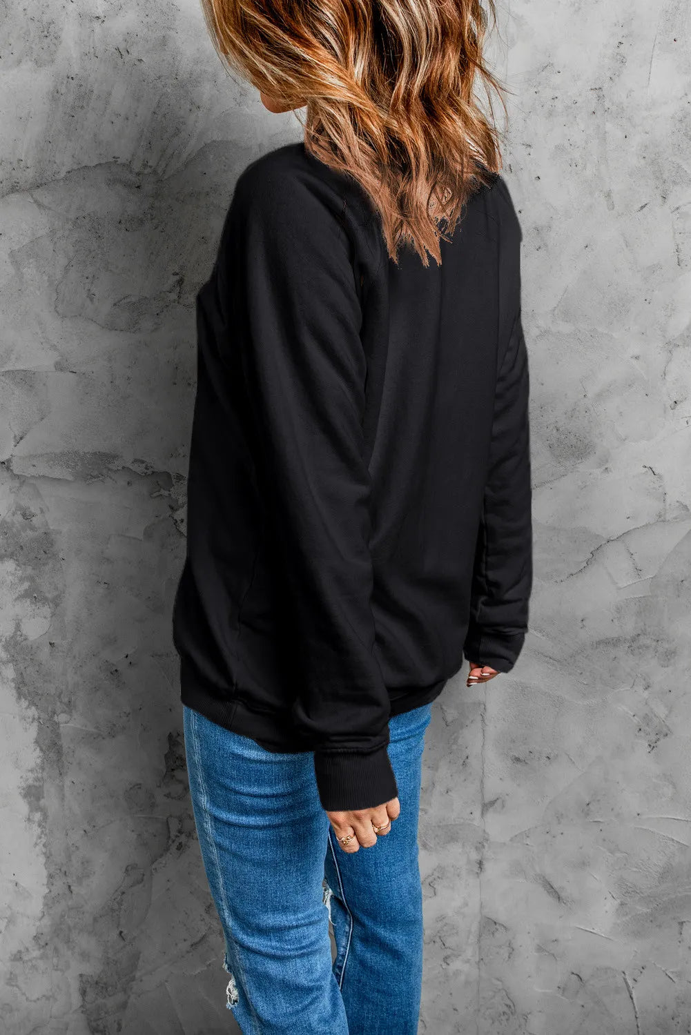 GAME DAY Round Neck Long Sleeve Sweatshirt - felvior
