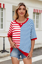 Striped Round Neck Half Sleeve T-Shirt