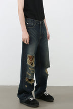 Men's Distressed Wide Leg Jeans