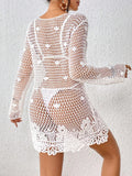 Cutout Tied V-Neck Long Sleeve Cover Up - felvior