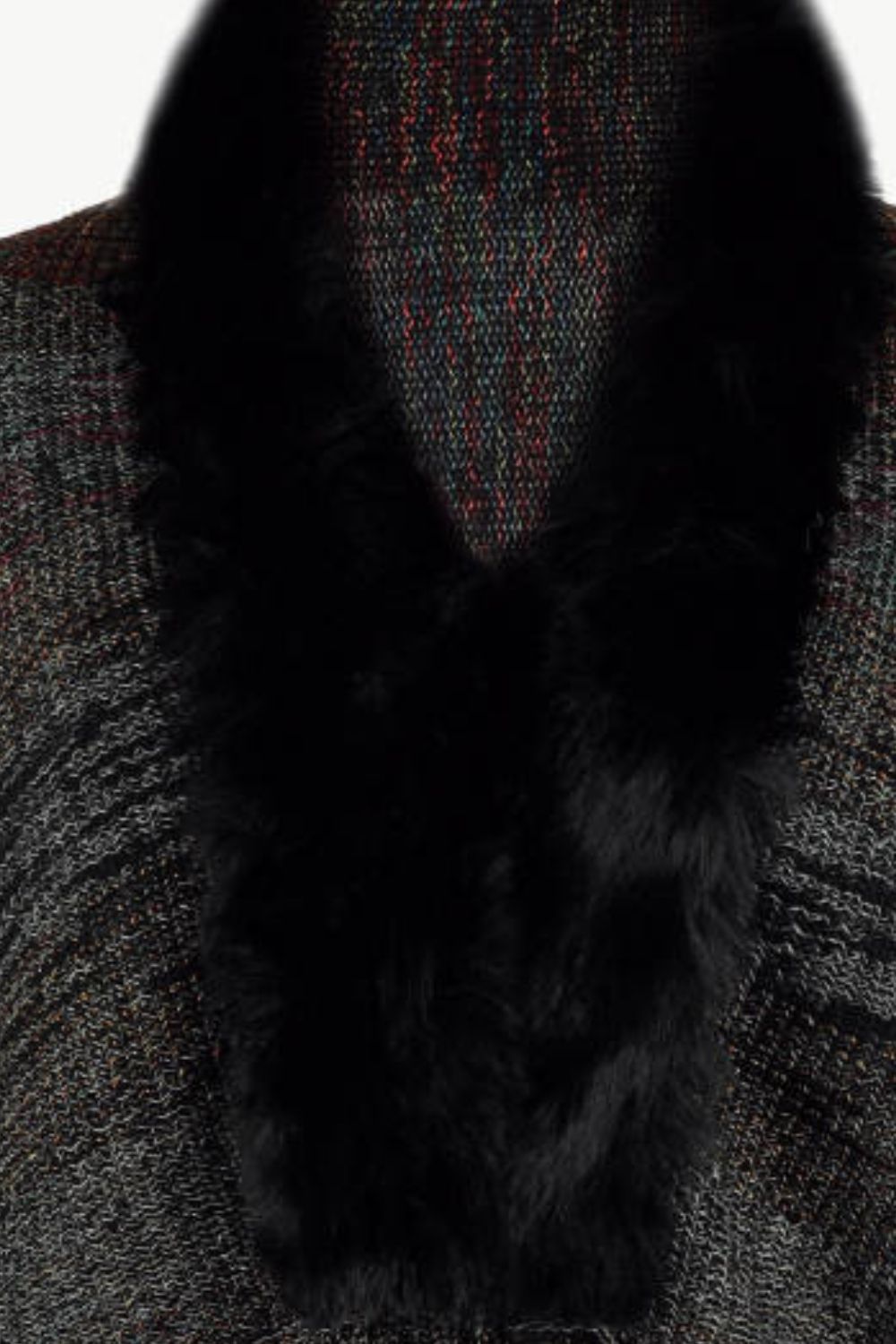 Open Front Fringe Hem Poncho - felvior