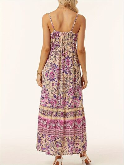 Printed Scoop Neck Midi Cami Dress - felvior