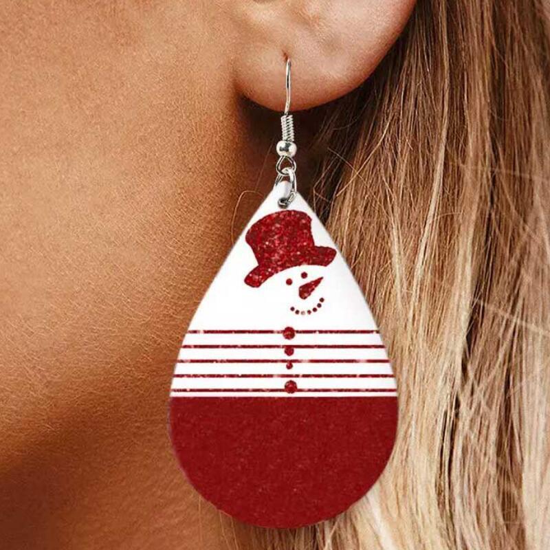 Snowman PU Leather Dangle Earrings - felvior