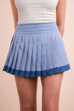 VERY J Two Tone Pleated Activewear Mini Skirt with Shorts - felvior