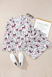 Printed Long Sleeve Top and Drawstring Pants Lounge Set - felvior