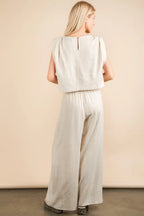 VERY J Solid Woven Top & Pants Set