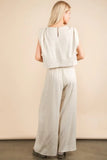 VERY J Solid Woven Top & Pants Set - felvior