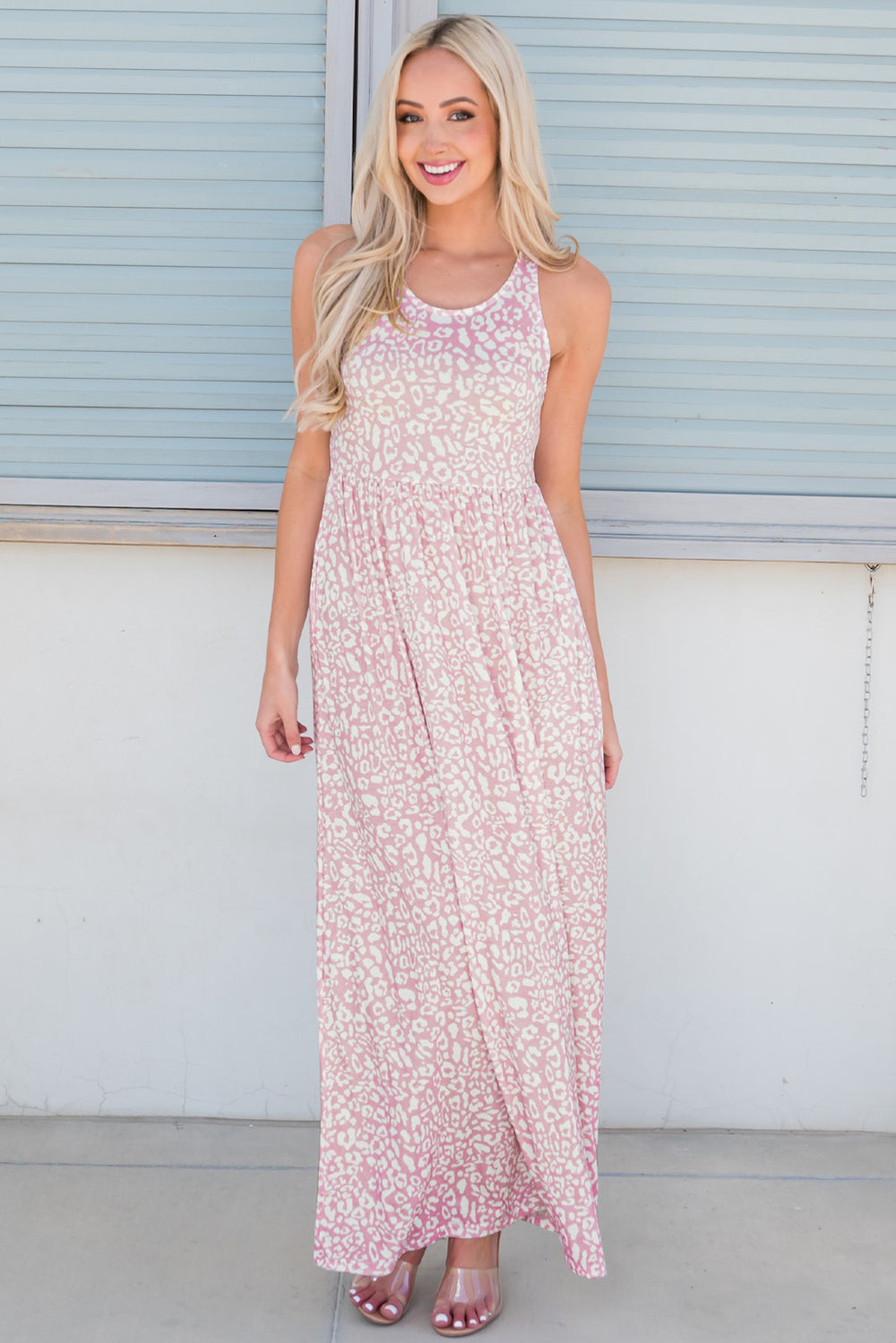Leopard Round Neck Sleeveless Maxi Dress - felvior