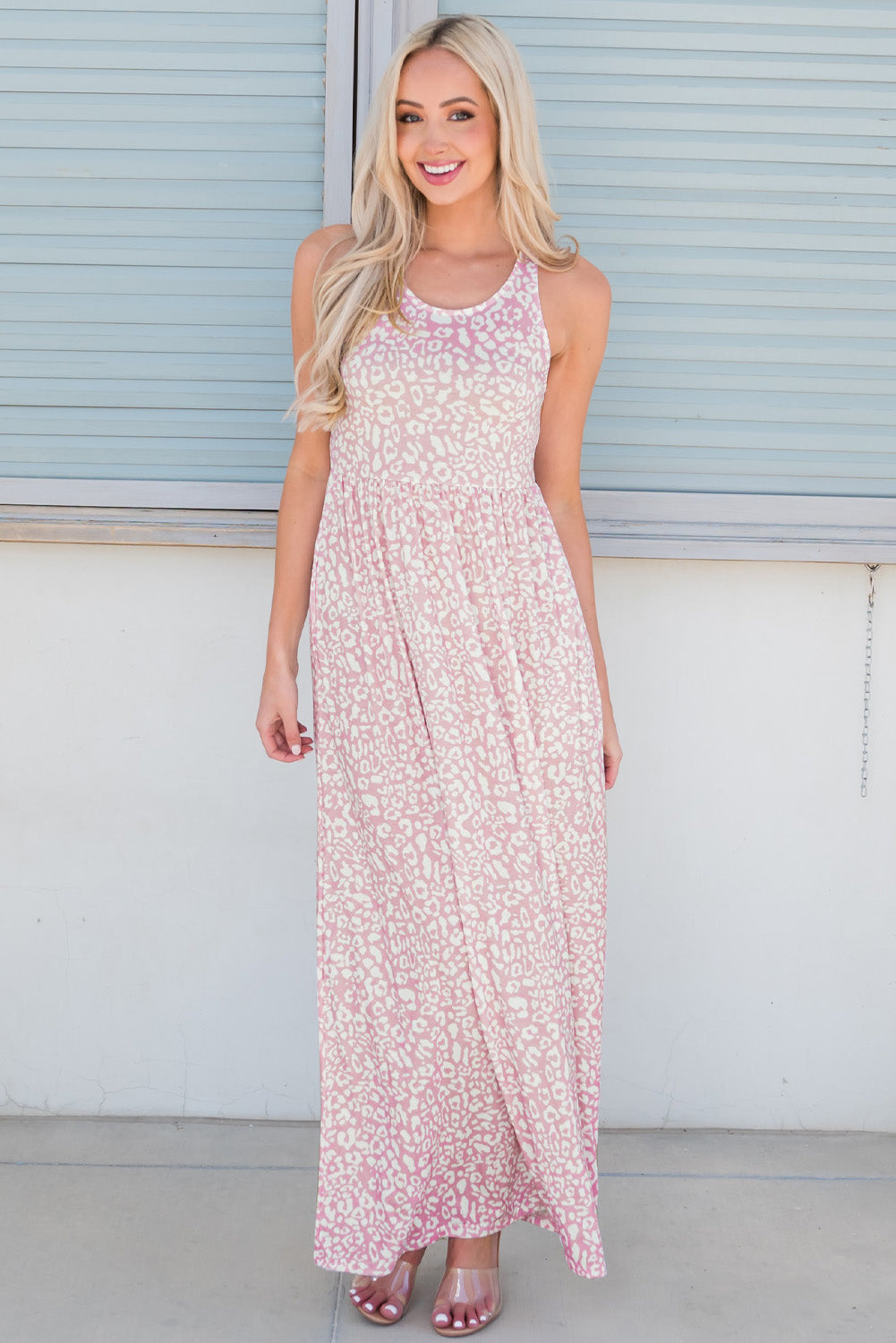 Leopard Round Neck Sleeveless Maxi Dress - felvior