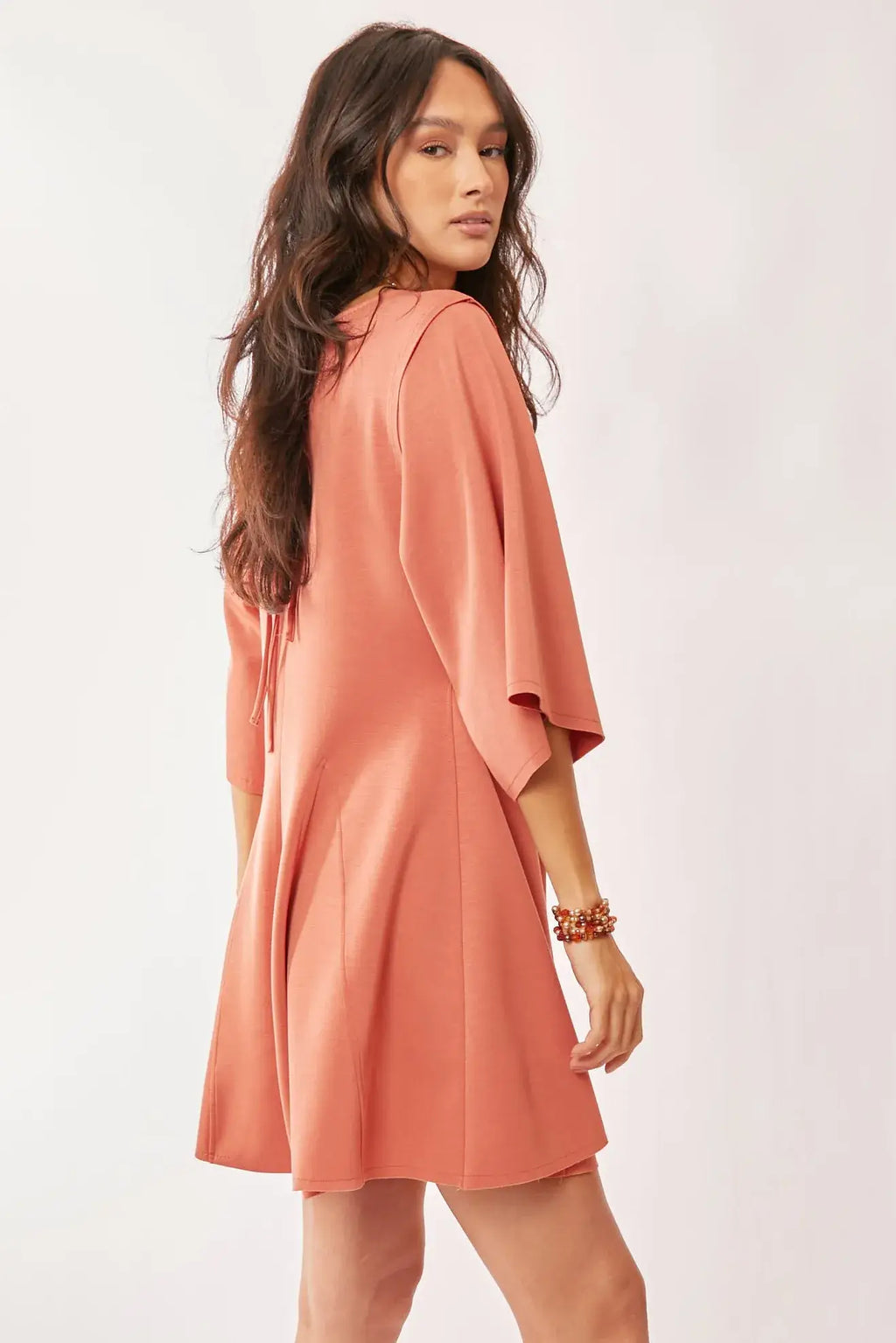 Davi & Dani Solid Draped Sleeve Ties Back Skort Romper