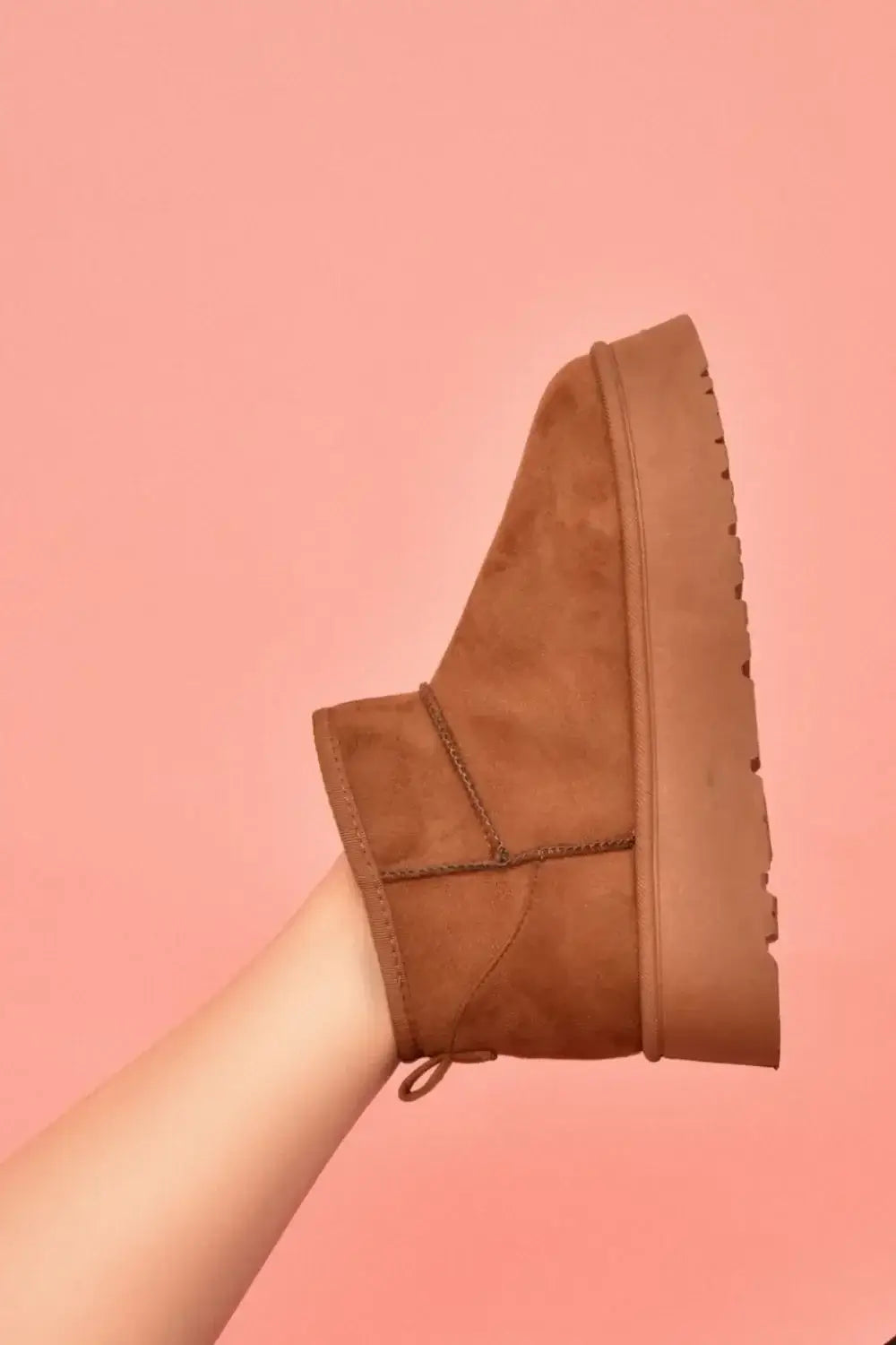 WILD DIVA Suede Round Toe Platform Booties