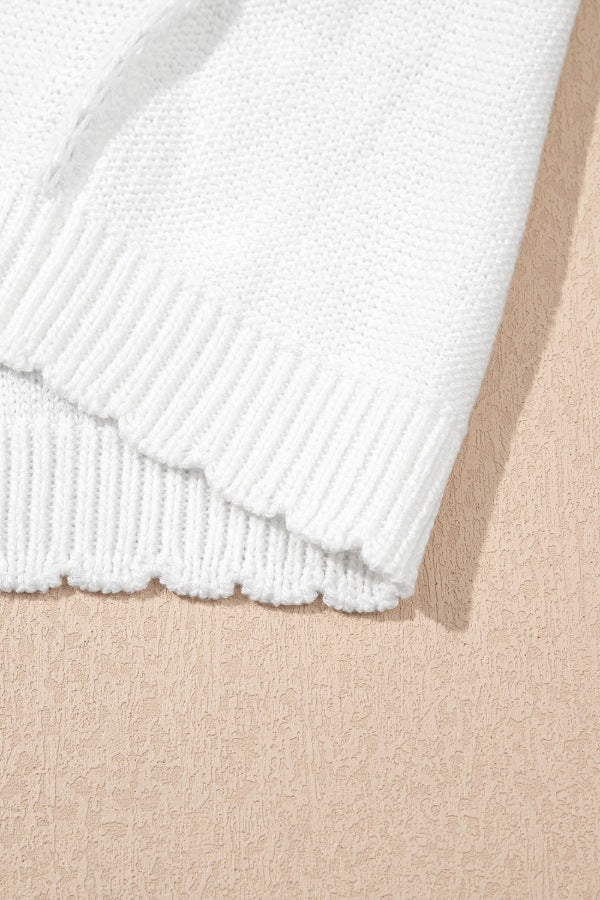 Openwork Round Neck Short Sleeve Knit Top