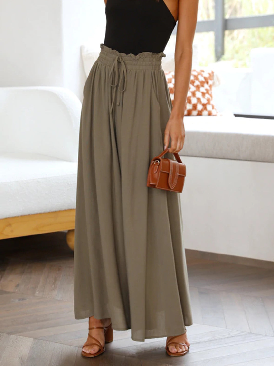 Wide Leg Pants with Pockets - felvior