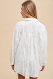 Annie Wear Openwork Button Down Drop Shoulder Shirt - felvior