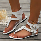 Double Buckle Toe Post Flats Sandals