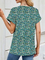 Printed Round Neck Short Sleeve Top