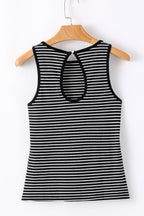 Striped Ribbed Round Neck Tank