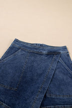 Asymmetrical Denim Skort with Pockets