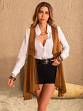 Ruched Open Front Vest Coat - felvior