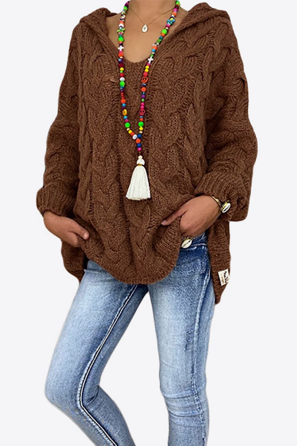 Cable-Knit Hooded Sweater - felvior