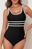 Contrast Trim Scoop Neck One-Piece Swimwear - felvior