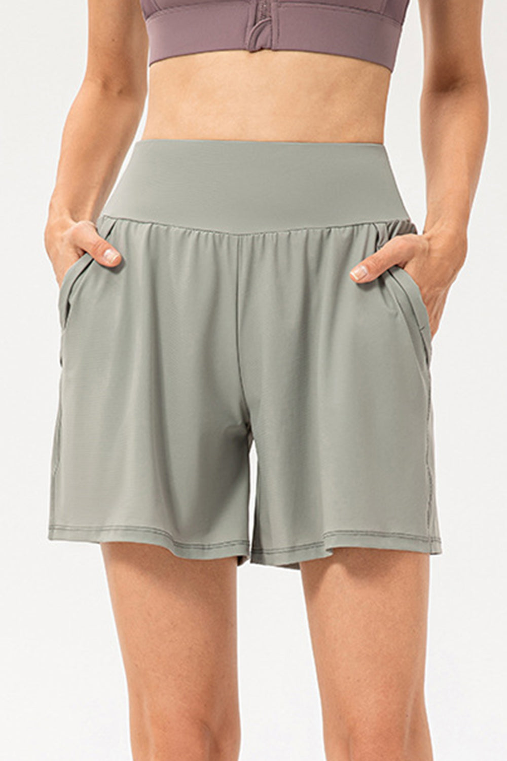 Pocketed Elastic Waist Active Shorts - felvior