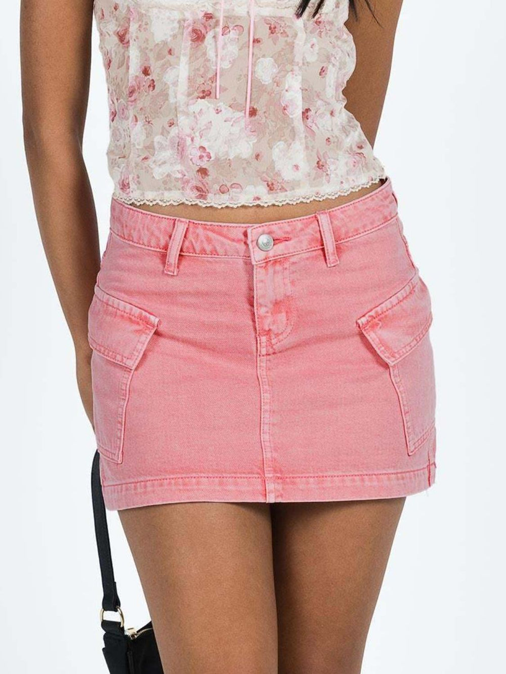 Mini Cargo Denim Skirt with Pockets
