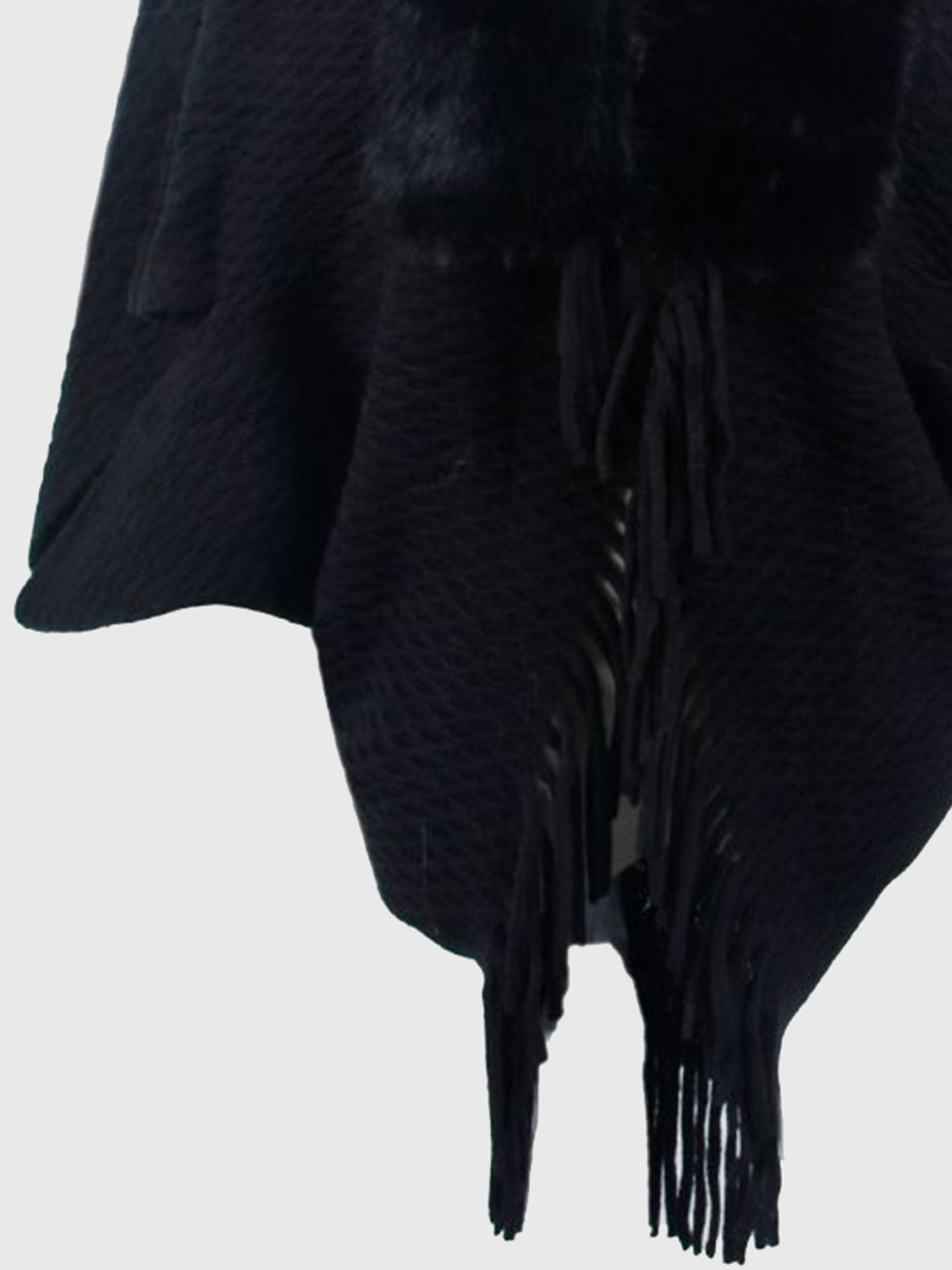 Open Front Fringe Hem Poncho - felvior