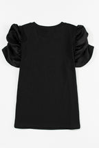Ruched Puff Sleeve Crew Neck T-Shirt