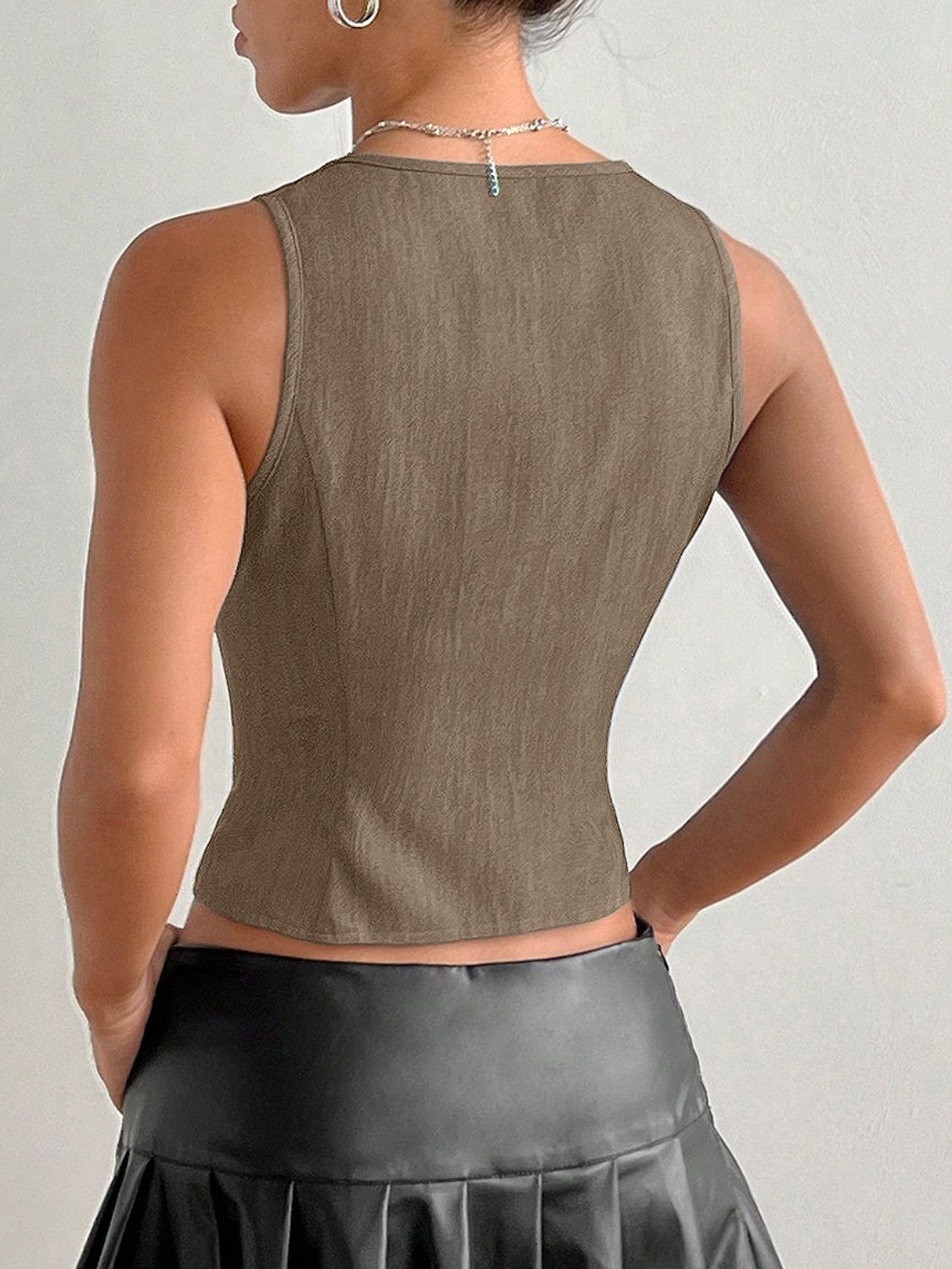 Tied Front V-Neck Tank - felvior