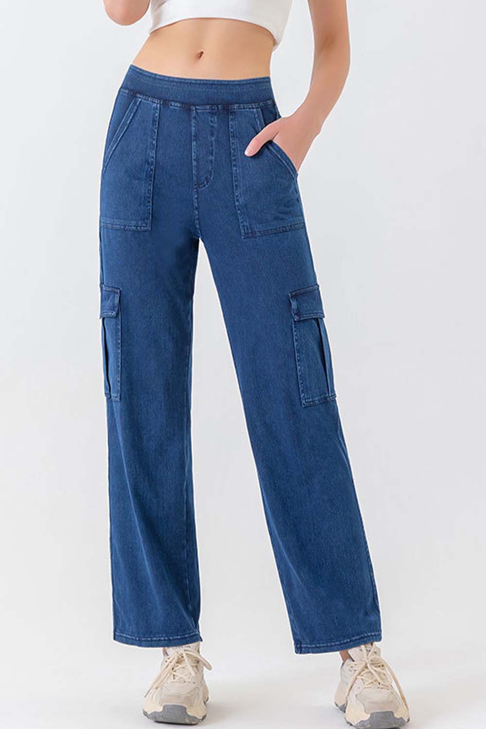 Buttoned Pocketed Long Jeans - felvior