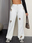 Leopard Cross Detail Straight Leg Jeans