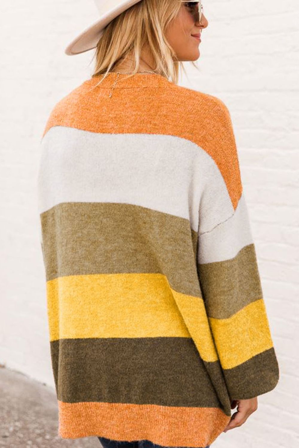 Open Front Color Block Cardigan - felvior
