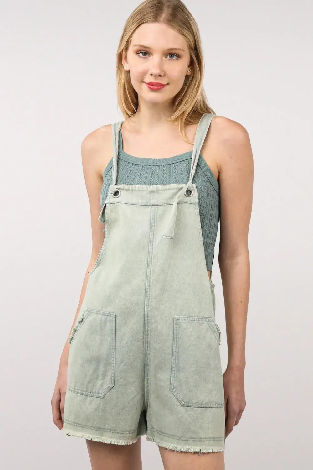 VERY J Washed Frayed Hem Denim Overall Hauptbild