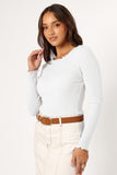 Lettuce Edge Round Neck Long Sleeve T-Shirt