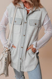 Pocketed Curved Hem Button Up Vest - felvior