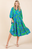 Mittoshop Tiered Printed Collared Neck Midi Dress - felvior