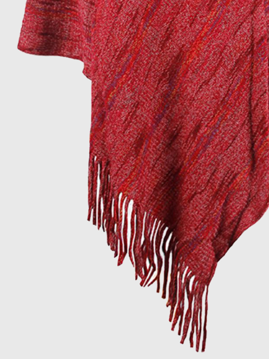 Fringe Hem Hooded Poncho - felvior