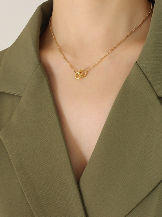 18K Gold-Plated Titanium Steel Hoop Pendant Necklace - felvior
