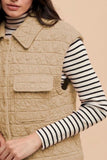Annie Wear Texture Quilted Snap Down Vest Coat - felvior