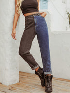 Two Tone Straight Leg Jeans