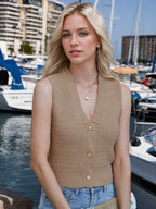 Button Down V-Neck Sweater Vest