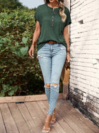 Half Button Short Sleeve Top