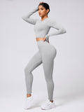 Back Crisscross Round Neck Long Sleeve Top and Leggings Active Set - felvior