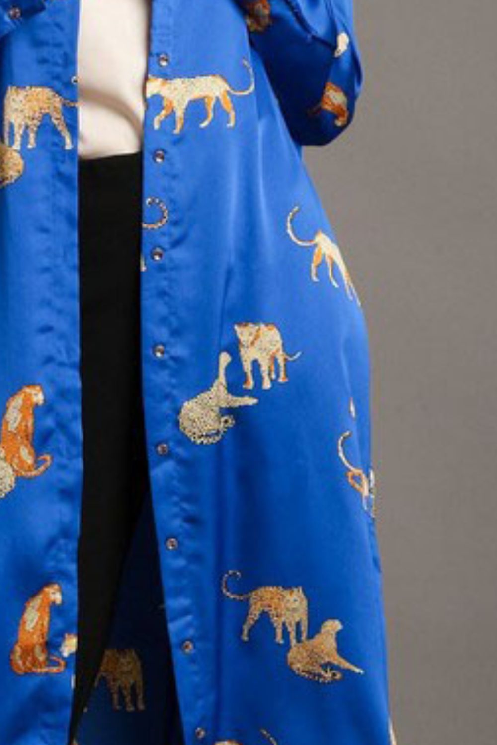 Umgee Full Size Animal Print Button Down Midi Shirt Dress Plus Size